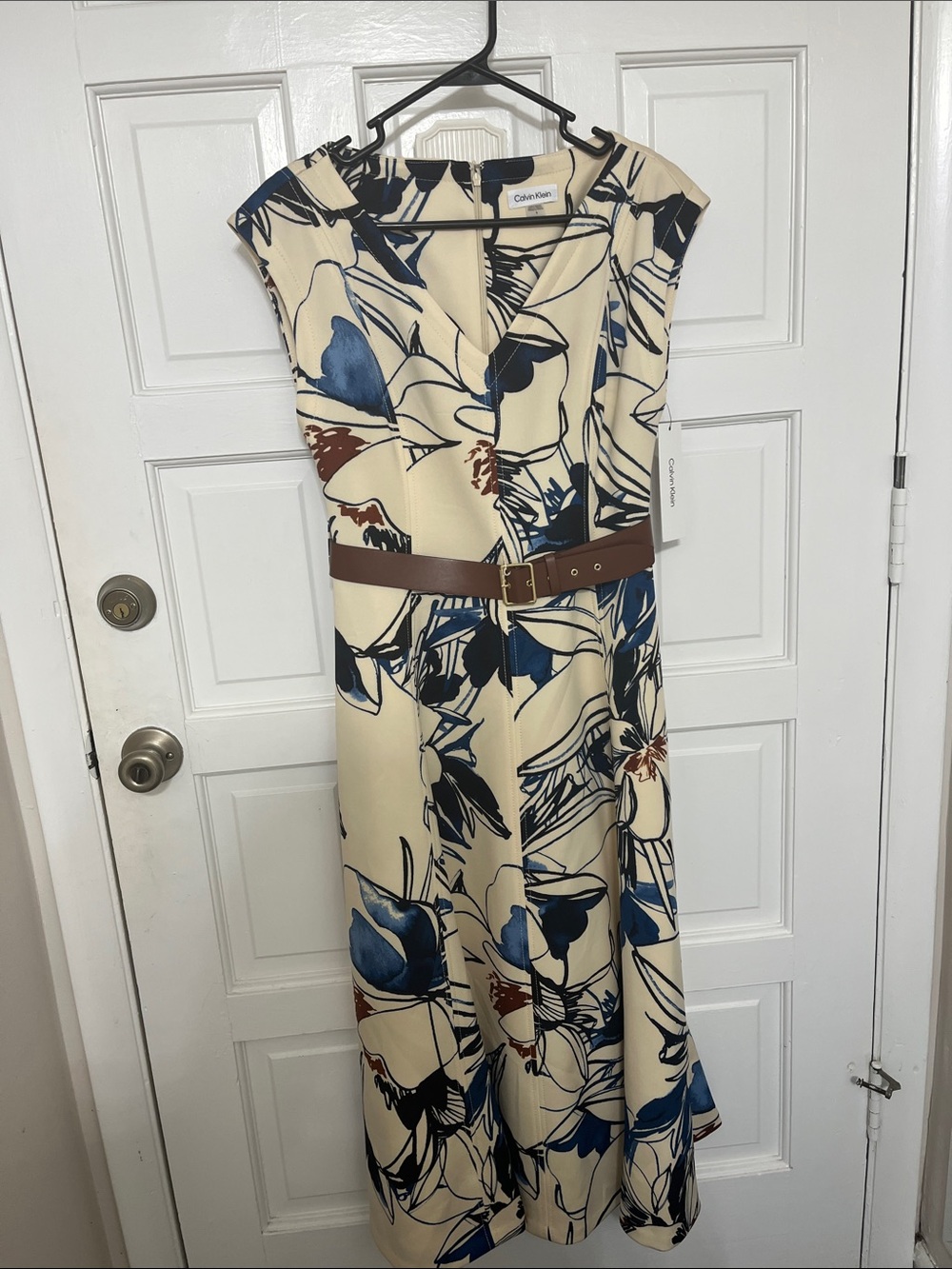 Calvin Klein Men’s Cream & Navy Abstract Print Pants